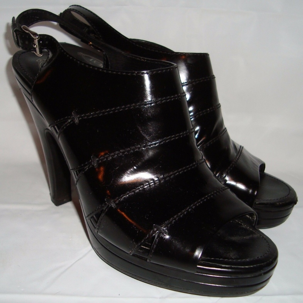 Tods Black Leather Open Toed Strappy 9 Shoes 40